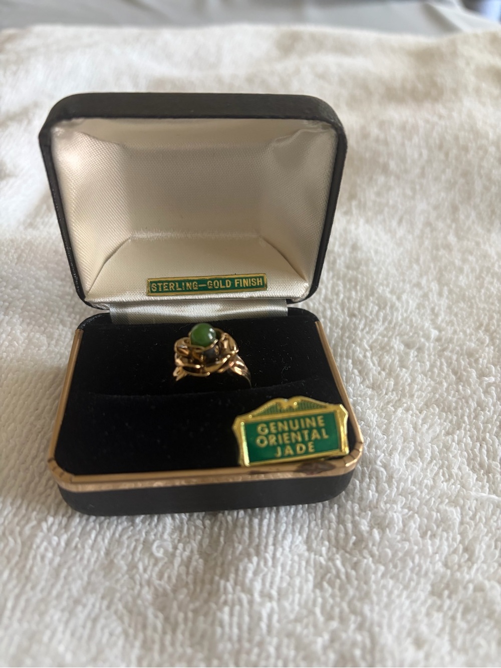Genuine Oriental Jade Gold-Finish Ring - Green Jade Accent